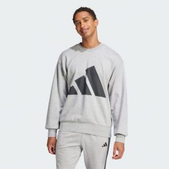 Bluza Essentials Big Logo French Terry. Czarne bluzy bez kaptura męskie Adidas, bez wzorów, z materiału, sportowe, bez kołnierzyka, bez ramiączek. Za 219.00 zł.