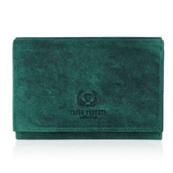 Portfel skórzany vintage PAOLO PERUZZI zielony T-33-GR. Zielone portfele damskie Paolo Peruzzi, bez wzorów, ze skóry. Za 69.99 zł.
