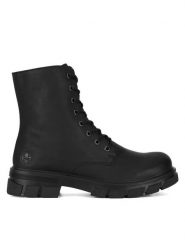 Rieker Trzewiki Z9120-00 Czarny. Czarne botki damskie Rieker, z materiału, bez obcasa, na płaskiej podeszwie, bez zapięcia. Za 295.99 zł.