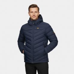 Kurtka męska puchowa Alpinus Monviso puch kaczy. Niebieskie kurtki outdoor męskie Alpinus, l, z aplikacjami, z materiału, z kapturem. Za 699.00 zł.