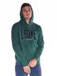 Bluza z bawełna z kaptur na co dzień na siłownię. Niebieskie bluzy sportowe męskie LEONE 1947 APPAREL, bez wzorów, z bawełny, bez kołnierzyka, bez ramiączek. Za 147.31 zł.