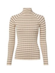 Marie Lund dzianinowa koszulka z długim rękawem Kobiety beżowy|brązowy, XXL. Brązowe t-shirty damskie Marie Lund, xxl, bez wzorów, z dzianiny, bez kołnierzyka. Za 139.95 zł.