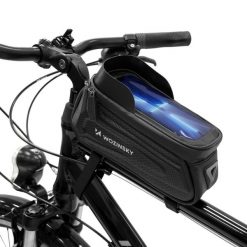 Torba na ramę rowerową z etui na telefon WOZINSKY. Czarne torby męskie na ramię Wozinsky, bez wzorów, z materiału, na ramię. Za 119.60 zł.