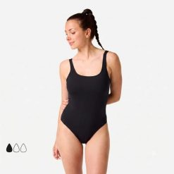 Strój menstruacyjny jednoczęściowy pływacki damski Decathlon Heva. Czarne stroje jednoczęściowe damskie NABAIJI, l, bez wzorów. Za 129.99 zł.