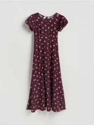 Wzorzysta sukienka maxi - brązowy. Brązowe sukienki damskie Reserved, na co dzień, l, bez wzorów, z tkaniny, bez kołnierzyka, bez ramiączek, maxi, proste. Za 159.99 zł.