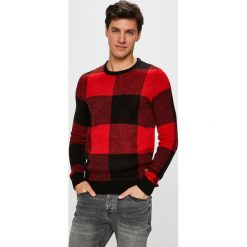 Jack & Jones - Sweter. Czerwone swetry męskie Jack & Jones, m, bez wzorów, z dzianiny, bez kołnierzyka. W wyprzedaży za 59.90 zł.
