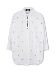 Karl Lagerfeld Kids Sukienka koszulowa Z30463 S Biały Relaxed Fit. Białe sukienki dziewczęce Karl Lagerfeld Kids, bez wzorów, z bawełny, bez ramiączek. Za 269.99 zł.