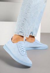 Jasnoniebieskie Tenisówki z Perforowaną Cholewką Ellivene. Niebieskie trampki i tenisówki damskie Renee, bez wzorów, z jeansu. Za 44.99 zł.