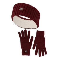 Zimowy zestaw termiczny dla kobiet – opaska na głowę + rękawiczki – bordowy. Czerwone rękawiczki damskie HEAT KEEPER, na zimę, bez wzorów, z poliesteru. W wyprzedaży za 134.32 zł.