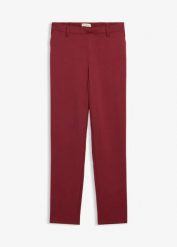 Spodnie chino z mieszanki wiskozy. Czerwone spodnie materiałowe damskie bonprix, bez wzorów, z wiskozy. Za 54.99 zł.