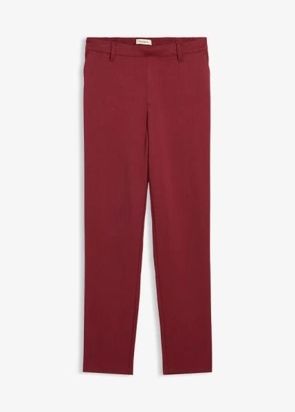 Spodnie chino z mieszanki wiskozy. Czerwone spodnie materiałowe damskie bonprix, bez wzorów, z wiskozy. Za 54.99 zł.