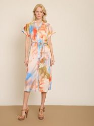 BGN Sukienka ze wzorem rozmiar: 40. Sukienki damskie BGN, na co dzień, bez wzorów, z tkaniny, bez kołnierzyka, bez ramiączek, midi, proste. Za 143.99 zł.