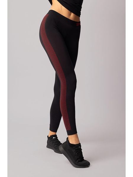 Spaio Legginsy termiczne "Fierce" w kolorze czarno-czerwonym rozmiar: L. Czarne legginsy damskie Spaio, l, bez wzorów, z materiału. Za 131.12 zł.