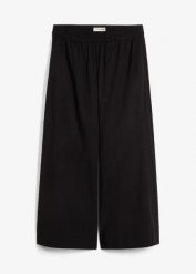 Szerokie spodnie culotte z czystej bawełny. Zielone spodnie materiałowe damskie bonprix, bez wzorów, z bawełny. Za 127.99 zł.