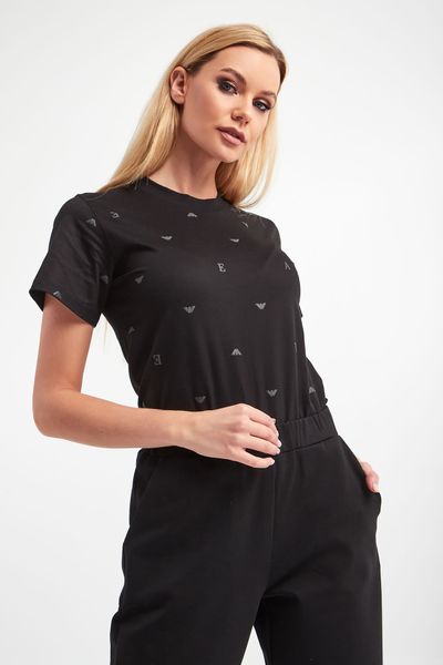 T-SHIRT EMPORIO ARMANI. T-shirty damskie Emporio Armani, s, bez wzorów, bez kołnierzyka. W wyprzedaży za 285.67 zł.