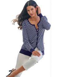 Heine Kardigan w kolorze granatowo-białym rozmiar: 42. Niebieskie kardigany damskie Heine, bez wzorów. Za 96.37 zł.