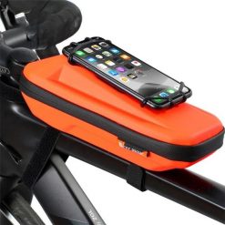 Wodoodporna torba na kierownicę na górną rurę ramy - Pomarańczowa. Brązowe torebki klasyczne damskie WEST BIKING, z aplikacjami, z materiału, bez dodatków. Za 96.92 zł.