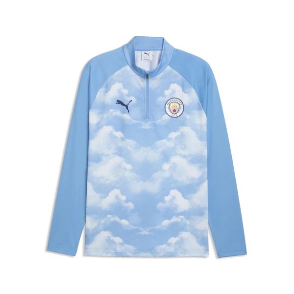 Męska bluza rozgrzewkowa Manchester City F.C. z zamkiem 1/4 PUMA. Niebieskie bluzy z kapturem męskie Puma, m, z materiału. Za 349.00 zł.