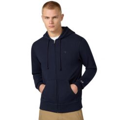 Bluza męska Champion Full Zip Hoodie Sweatshirt. Niebieskie bluzy z kapturem męskie CHAMPION, m, z materiału. Za 205.99 zł.