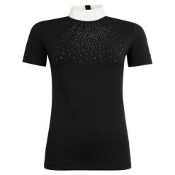 Damska koszulka polo na zawody BR Equitation Derby. Czarne bluzki damskie BR, bez wzorów, sportowe, bez kołnierzyka, bez ramiączek. Za 240.50 zł.