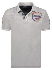 Geographical Norway Koszulka polo w kolorze szarym rozmiar: M. Szare koszulki polo męskie Geographical Norway, m, z aplikacjami, z bawełny, bez ramiączek. Za 74.63 zł.