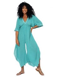 Aller Simplement Kombinezon w kolorze turkusowym rozmiar: 34-40. Niebieskie kombinezony damskie Aller Simplement, bez wzorów, z bawełny, bez kołnierzyka, bez ramiączek. Za 86.99 zł.