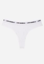 Białe Majtki Stringi z Bawełną Ozdobione Napisami Amero. Białe stringi damskie Renee, l, bez wzorów, z bawełny. Za 7.99 zł.