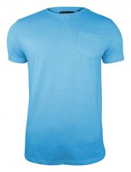 Błękitny T-Shirt (Koszulka) z Kieszonką, Bez Nadruku -Brave Soul- Męski, Okrągły Dekolt, Niebieski. Niebieskie t-shirty męskie Brave Soul, na lato, l, bez wzorów, z bawełny, bez kołnierzyka. Za 45.00 zł.