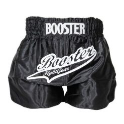 Spodenki do boksu tajskiego Booster Fight Gear Tbt Slugger. Czarne szorty męskie BOOSTER FIGHT GEAR, z satyny, bez kołnierzyka. Za 296.00 zł.