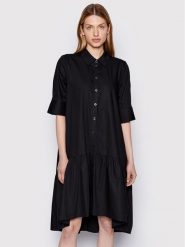 Gestuz Sukienka koszulowa Avaligz 10906320 Czarny Loose Fit. Czarne sukienki damskie Gestuz, bez wzorów, z bawełny, bez kołnierzyka, bez ramiączek, koszulowe. Za 369.99 zł.