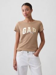 GAP Koszulka w kolorze jasnobrązowym rozmiar: M. Brązowe bluzki damskie GAP, m, bez wzorów, z bawełny, bez kołnierzyka, bez ramiączek. Za 60.95 zł.