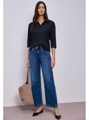 Street One Koszulka polo w kolorze granatowym rozmiar: 36. Niebieskie bluzki damskie Street One, bez wzorów, street, bez kołnierzyka, bez ramiączek. Za 132.67 zł.