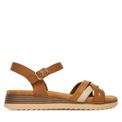 Sandały Lasocki. Brązowe sandały damskie Lasocki, bez wzorów, bez obcasa, na koturnie. Za 159.99 zł.