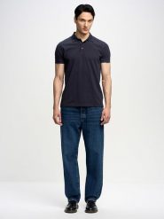 BIG STAR Koszulka polo w kolorze granatowym rozmiar: M. Niebieskie koszulki polo męskie Big Star, m, bez wzorów, z bawełny, bez ramiączek. Za 87.99 zł.