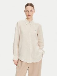 Tommy Hilfiger Koszula WW0WW44679 Beżowy Relaxed Fit. Brązowe koszule damskie Tommy Hilfiger, bez wzorów, ze lnu, bez kołnierzyka, bez ramiączek. Za 309.99 zł.