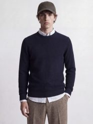Jack & Jones Sweter w kolorze granatowym rozmiar: L. Niebieskie swetry męskie Jack & Jones, l, bez wzorów, z bawełny, bez kołnierzyka. Za 129.95 zł.