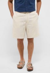 Mustang Męskie szorty Mustang Style Linen Jogger Shorts Ecru 1016459 2014. Brązowe szorty męskie Mustang, z bawełny, bez kołnierzyka. Za 149.99 zł.