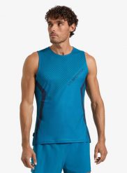 Koszulka do biegania męska La Sportiva Flow Tank. Niebieskie t-shirty sportowe męskie La Sportiva, l, z materiału, bez ramiączek, do biegania. Za 269.49 zł.