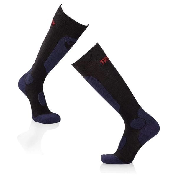 Skarpety narciarskie 3/4 długości z wełny merynosów, czarne, dżinsowe. Czarne skarpetki damskie TRY TO FLY, bez wzorów, z wełny. W wyprzedaży za 117.64 zł.