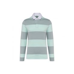 Koszulka polo w paski, długi rękaw Kariban. Szare bluzki damskie KARIBAN, bez wzorów, bez kołnierzyka, bez ramiączek. Za 197.50 zł.