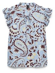 Vero Moda Bluzka w kolorze błękitno-brązowym rozmiar: XL. Brązowe bluzki damskie Vero Moda, s, bez wzorów, z wiskozy, klasyczne, bez kołnierzyka, bez ramiączek. Za 83.62 zł.