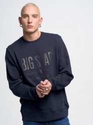 Bluza męska z nadrukiem granatowa Ecodort 403. Niebieskie bluzy bez kaptura męskie Big Star, l, z bawełny. Za 199.99 zł.