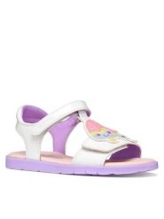 Geox Sandały J Sandal Joyfoot Gir J65P1C 000HH C0761 S Biały. Białe sandały dziewczęce Geox, ze skóry, bez zapięcia. Za 229.99 zł.