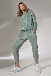 Dresowe Spodnie z Weluru - Miętowe. Zielone spodnie dresowe damskie Figl, l, bez wzorów, z dresówki. Za 219.00 zł.