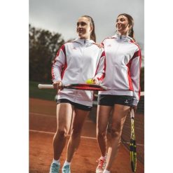 Wielokolorowa kurtka treningowa Erima Celebrate 125 z kapturem. Białe kurtki damskie 55PROTEC, na jesień, bez wzorów, z materiału, z kapturem. Za 293.65 zł.
