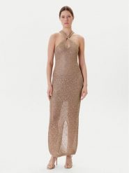Guess Sukienka dzianinowa W5YK48 Z37G0 Beżowy Slim Fit. Brązowe sukienki damskie Guess, xxl, z aplikacjami, z dzianiny, bez kołnierzyka, bez ramiączek. Za 959.99 zł.