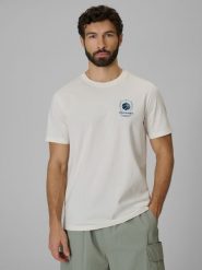 4F T-shirt regular z nadrukiem męski - beżowy S. Brązowe t-shirty męskie 4f, m, bez wzorów, z bawełny, bez kołnierzyka. Za 59.99 zł.