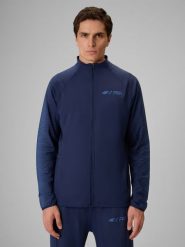 4F Bluza treningowa regular bez kaptura męska 4F | Robert Lewandowski - granatowa S. Niebieskie bluzy bez kaptura męskie 4f, bez wzorów, z materiału, biznesowe, bez kołnierzyka, bez ramiączek. Za 249.99 zł.