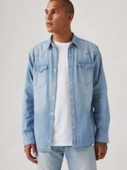 Levi's Koszula dżinsowa - Regular fit - w kolorze błękitnym rozmiar: L. Niebieskie koszule męskie Levi's, l, bez wzorów, z bawełny, bez kołnierzyka, bez ramiączek. Za 178.98 zł.
