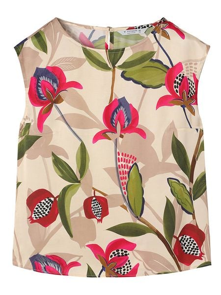 TATUUM Bluzka w kolorze beżowo-zielono-różowym rozmiar: 40. Brązowe bluzki damskie Tatuum, bez wzorów, z wiskozy, bez kołnierzyka, bez ramiączek. Za 174.95 zł.